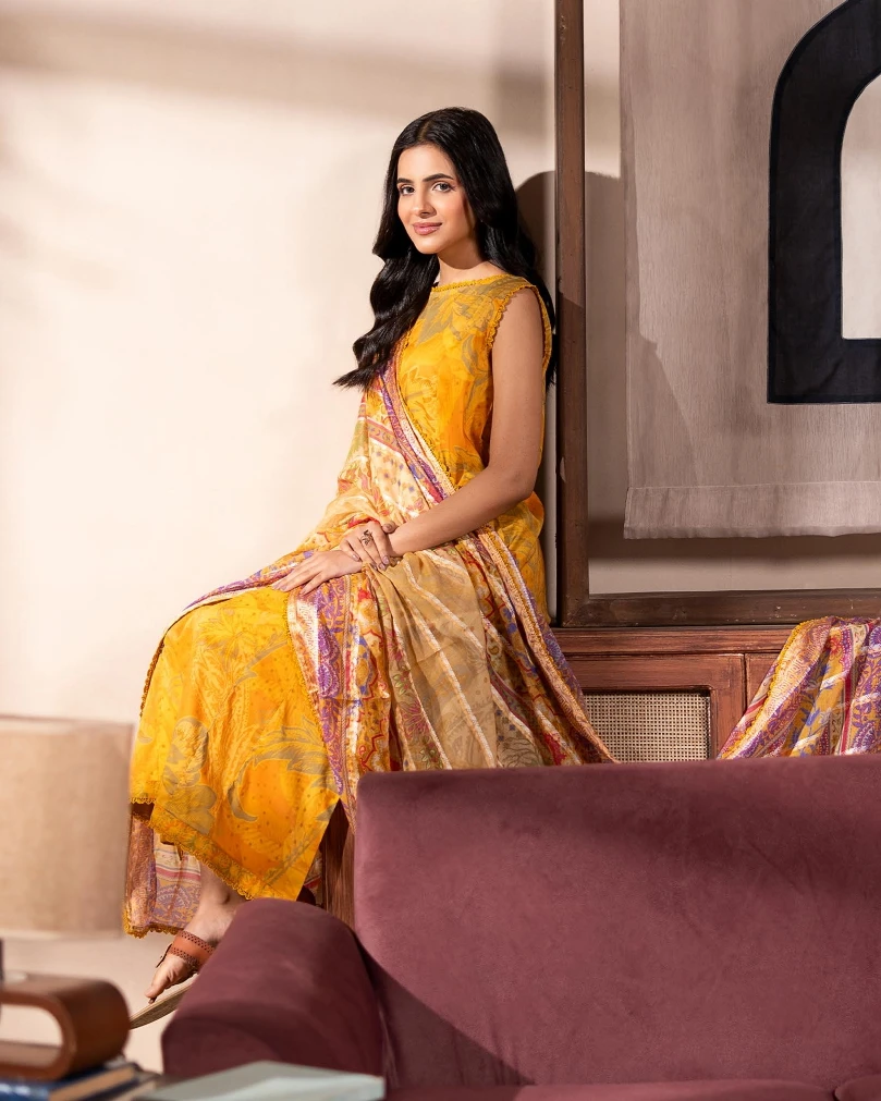 Gilded Marigold Luxury Printed Lawn Three-Piece Suit