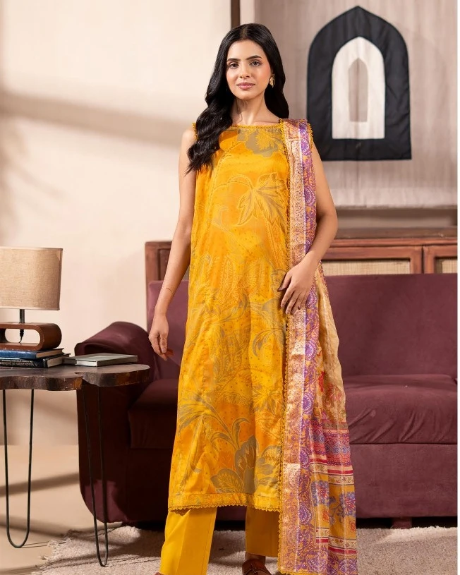 Gilded Marigold Luxury Printed Lawn Three-Piece Suit