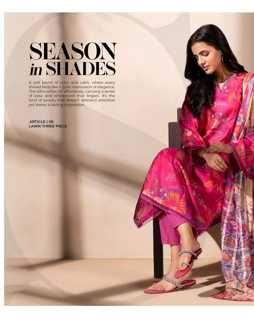 Fuchsia Elegance Luxury Printed Lawn Three-Piece Suit