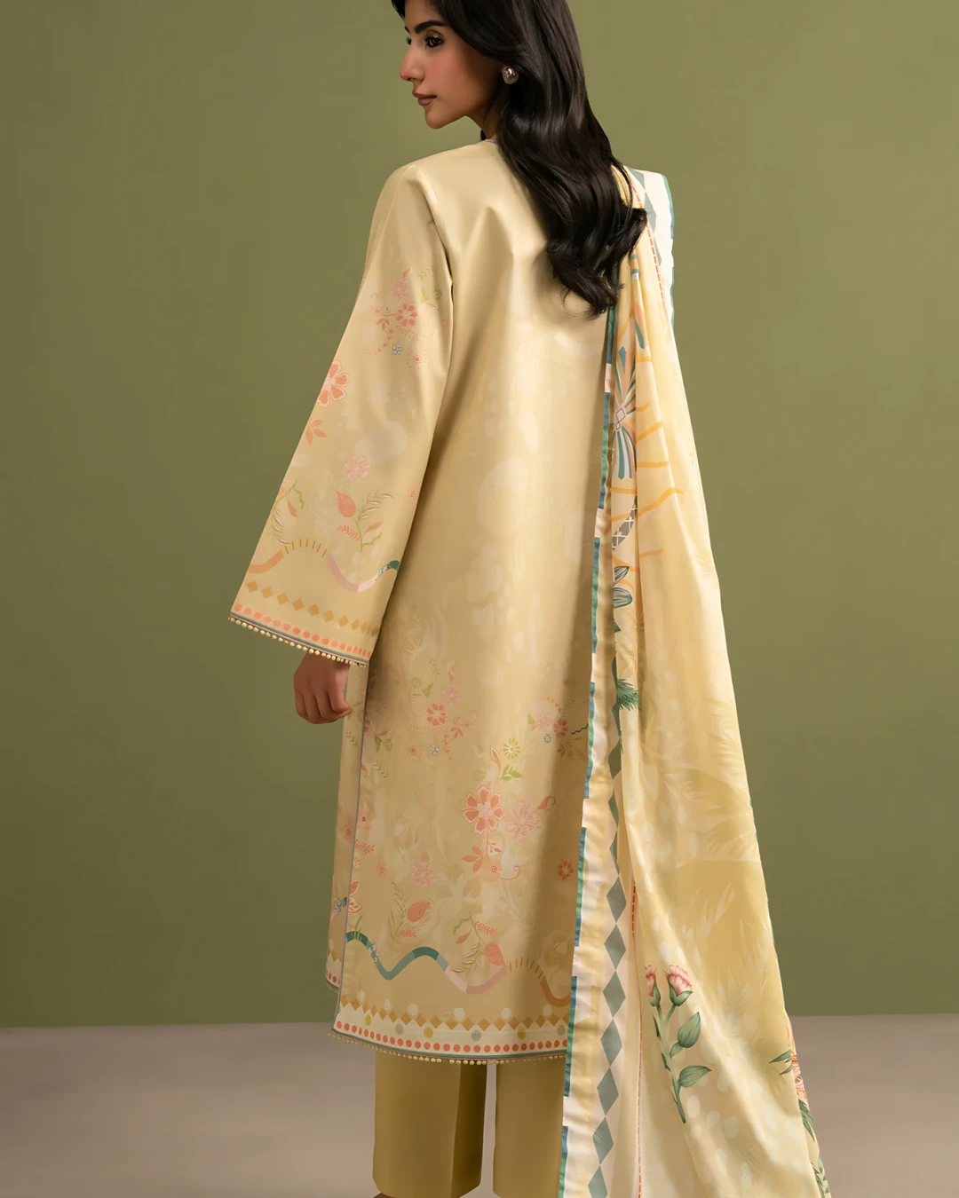 Burly Wood Serenade Luxury Embroidered Lawn Three-Piece Suit