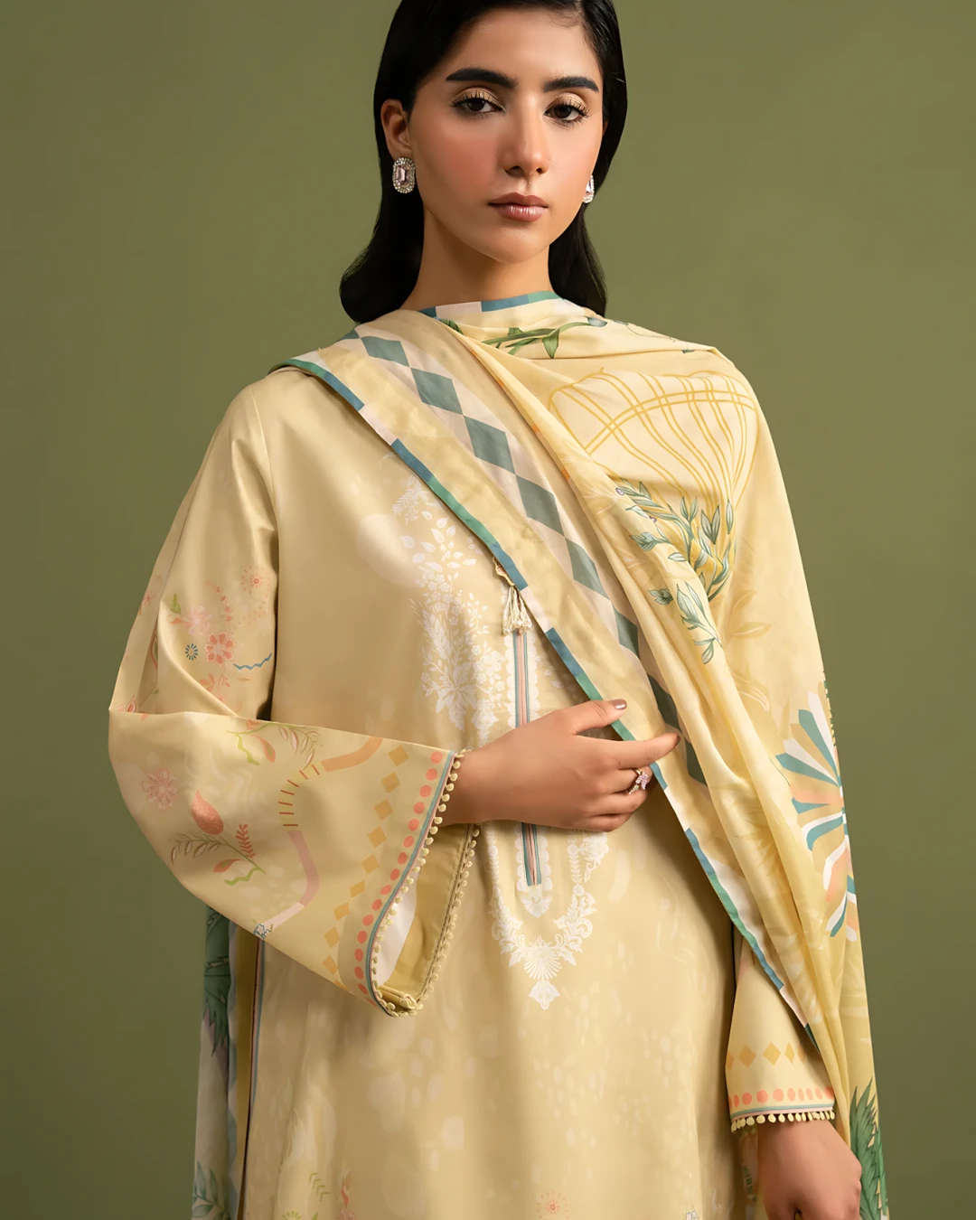 Burly Wood Serenade Luxury Embroidered Lawn Three-Piece Suit