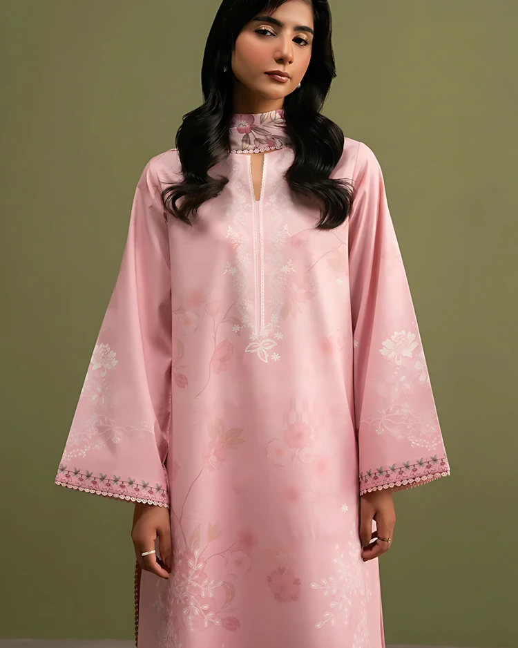Soft Pink Petal Luxury Embroidered Lawn Three-Piece Suit