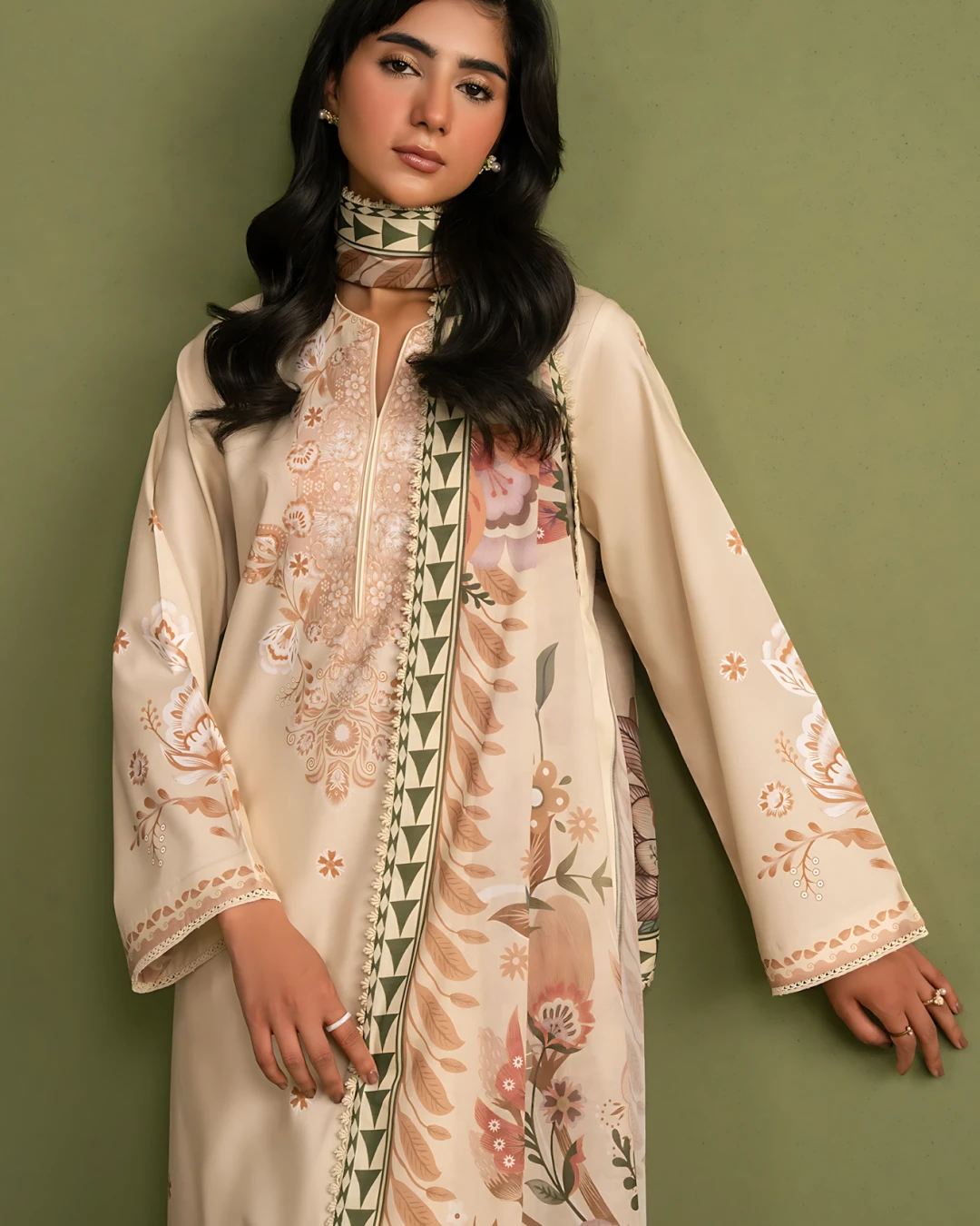 Rich Brandy Wine Luxury Embroidered Lawn Three-Piece Suit