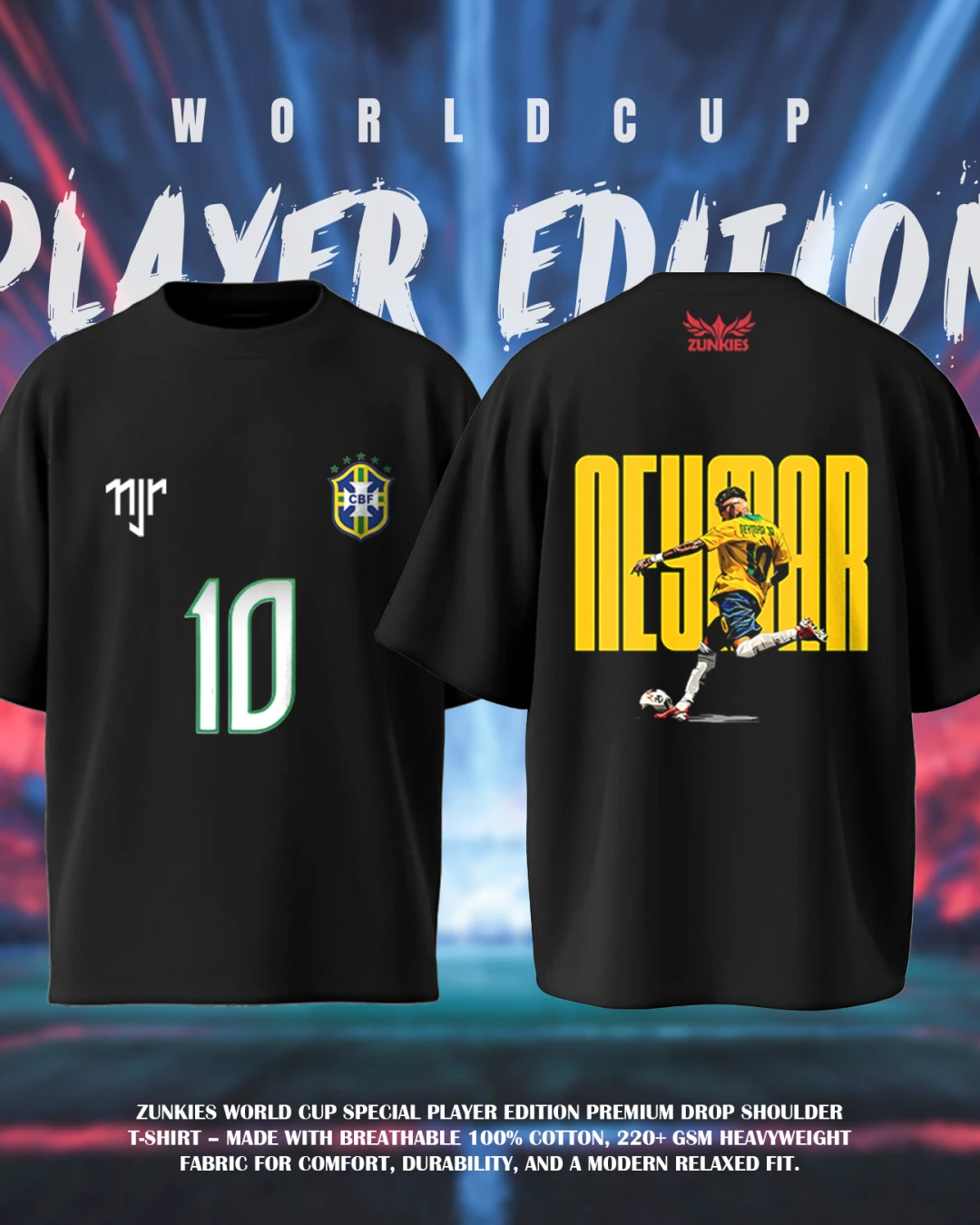 Neymar Fifa World Cup - Zunkies Premium Collection - Oversized Drop Shoulder T-shirt