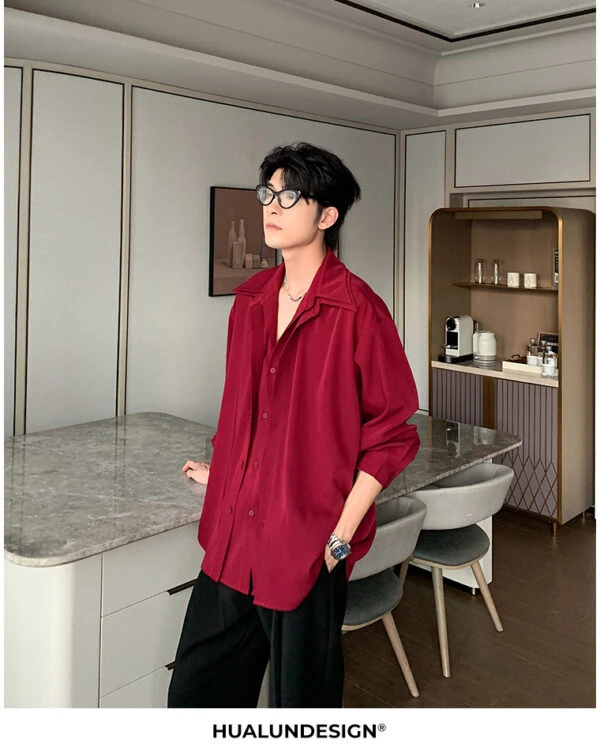 GARB Men’s Designer Shoulder-Pad Long Sleeve Shirt – Trendy Layered Two-Piece Style