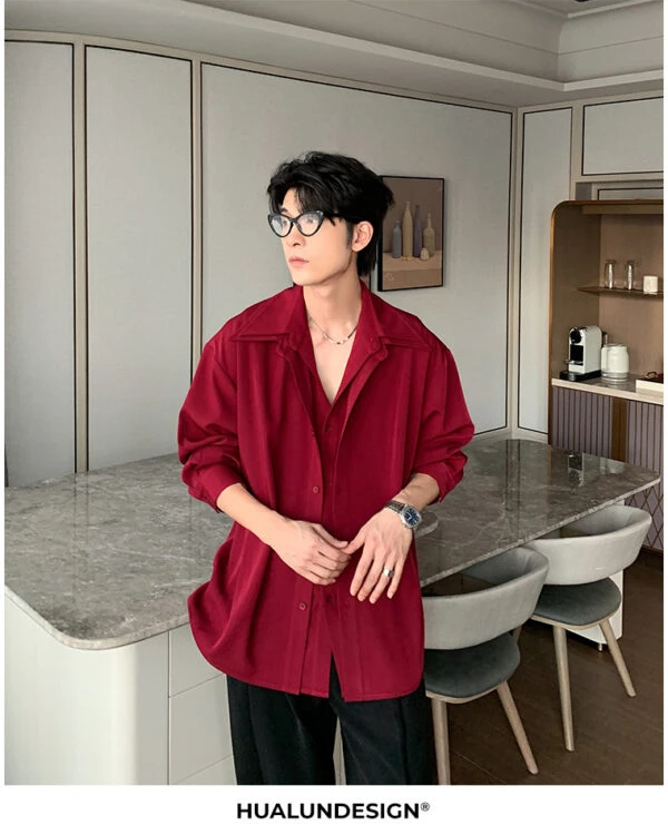 GARB Men’s Designer Shoulder-Pad Long Sleeve Shirt – Trendy Layered Two-Piece Style