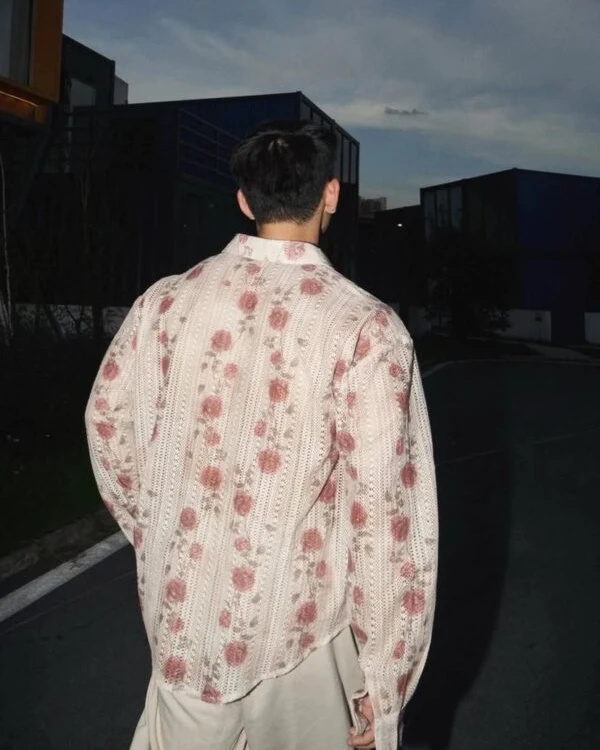 GARB Men’s Premium Floral Long-Sleeve Shirt – Stylish Hollow Design, Spring & Autumn Fashion Casual Wear