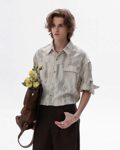 GARB Men’s Versatile Short Sleeve Shirt – Trendy Casual Loose Fit Summer Fashion Top