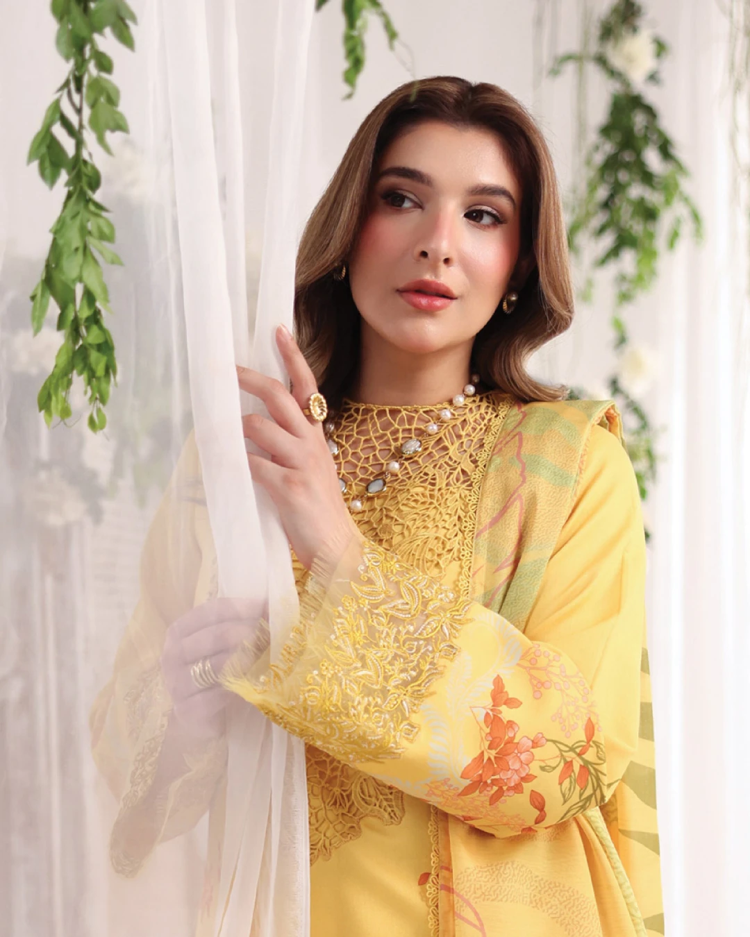 Aurora Sunlit Yellow Luxury Embroidered Lawn Three-Piece Suit