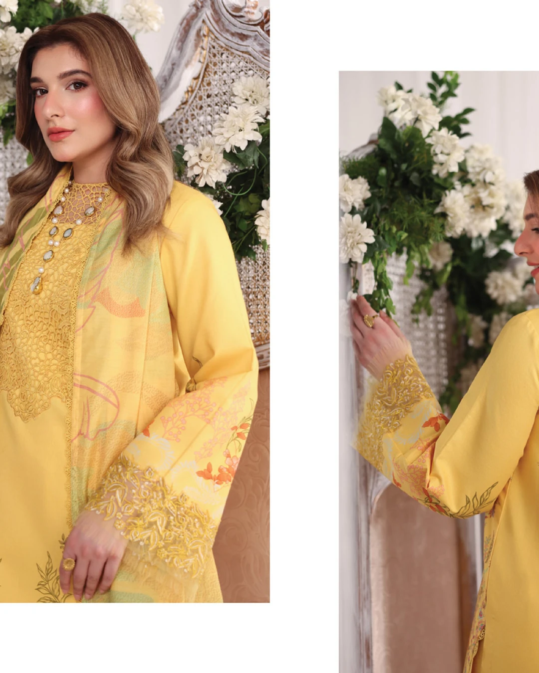 Aurora Sunlit Yellow Luxury Embroidered Lawn Three-Piece Suit