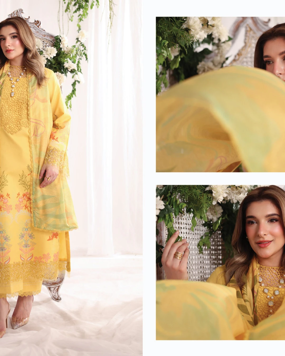 Aurora Sunlit Yellow Luxury Embroidered Lawn Three-Piece Suit