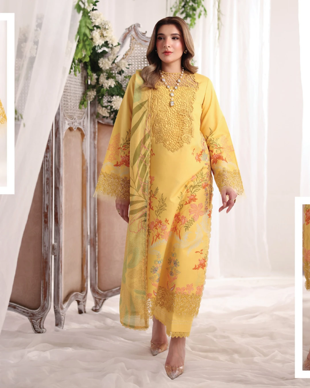 Aurora Sunlit Yellow Luxury Embroidered Lawn Three-Piece Suit