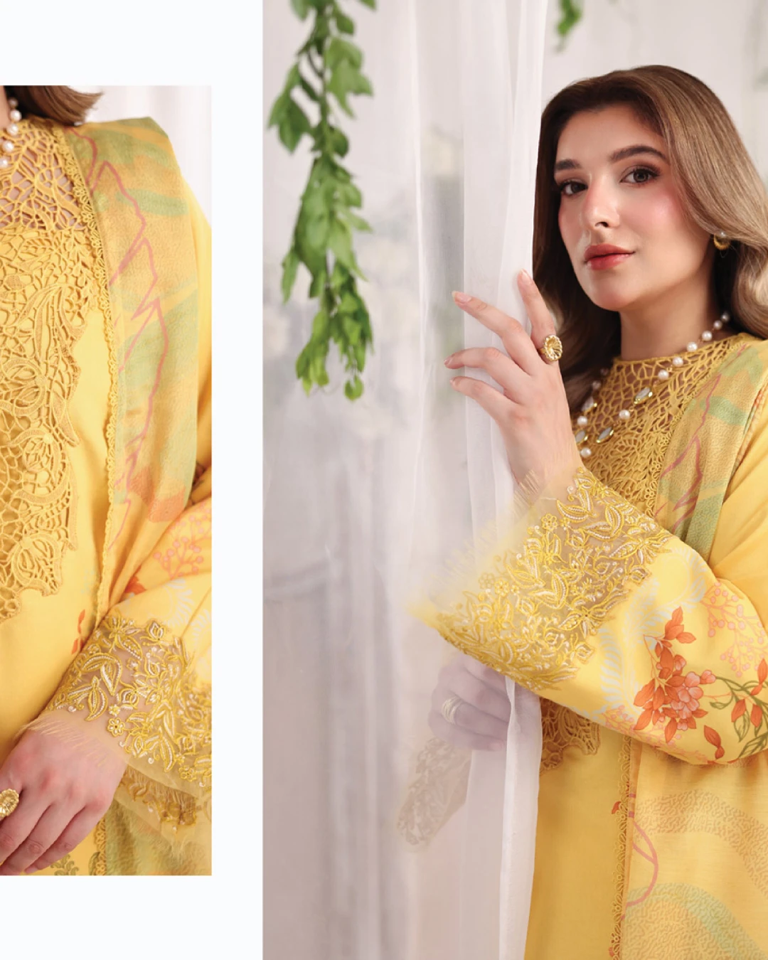 Aurora Sunlit Yellow Luxury Embroidered Lawn Three-Piece Suit