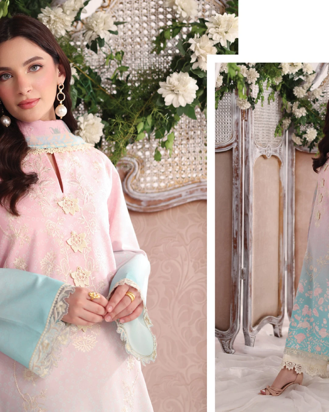 Serene Ombre Pastels Luxury Embroidered Lawn Three-Piece Suit