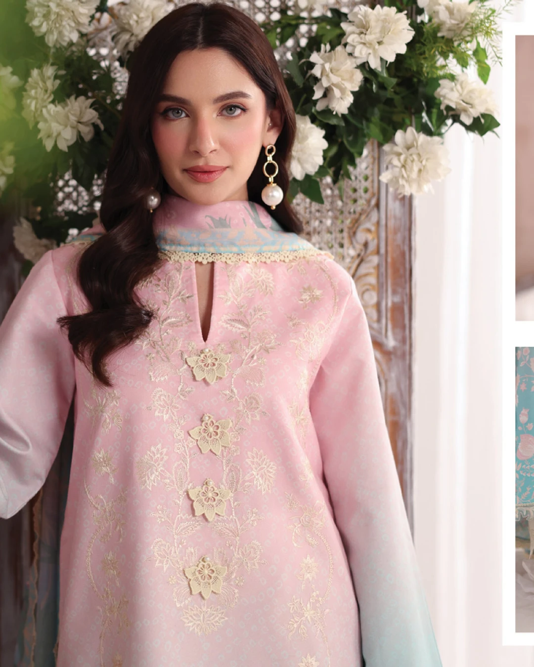 Serene Ombre Pastels Luxury Embroidered Lawn Three-Piece Suit