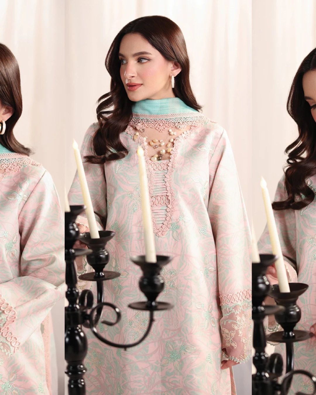 Emilia Pastel Blush Luxury Embroidered Lawn Three-Piece Suit