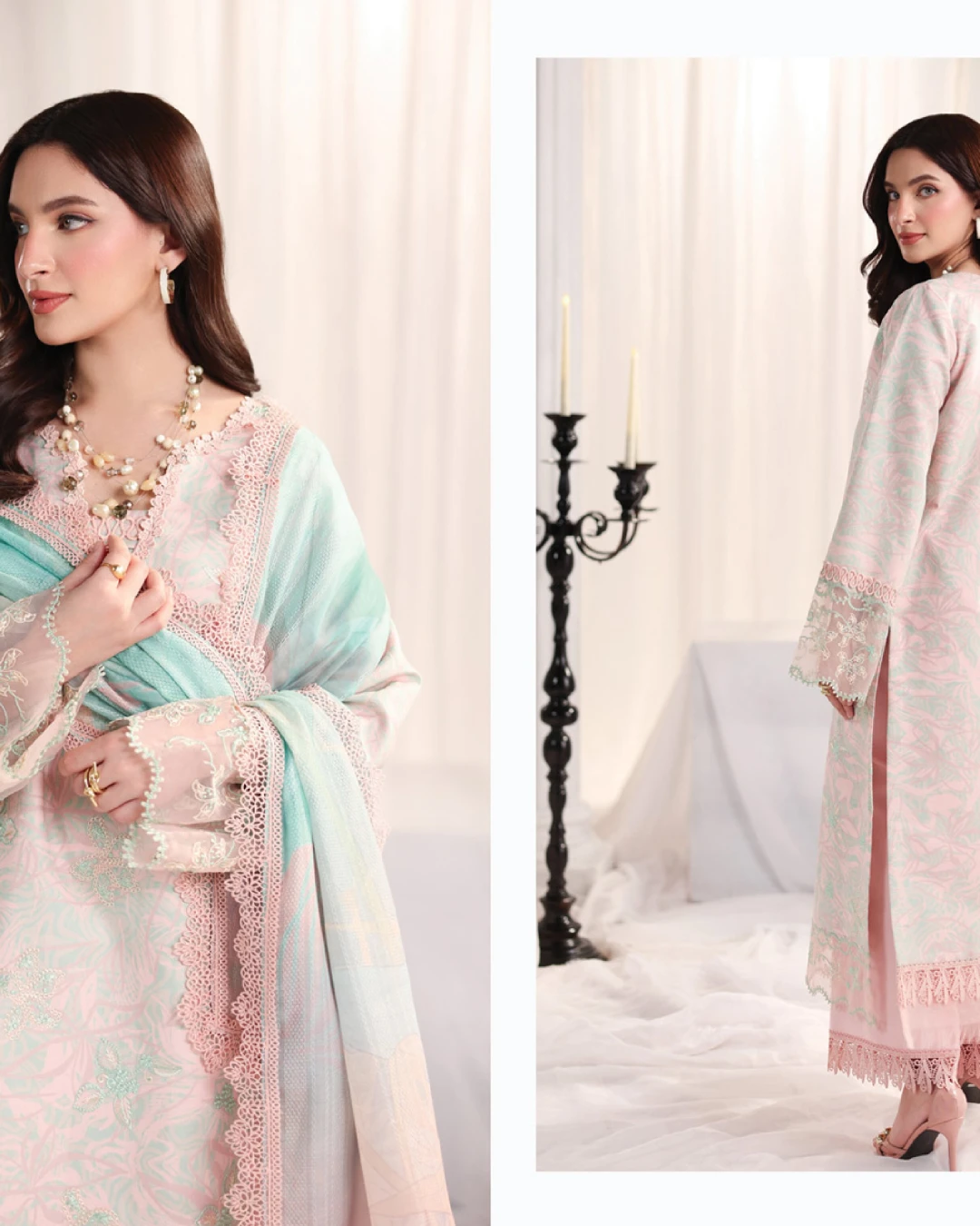Emilia Pastel Blush Luxury Embroidered Lawn Three-Piece Suit