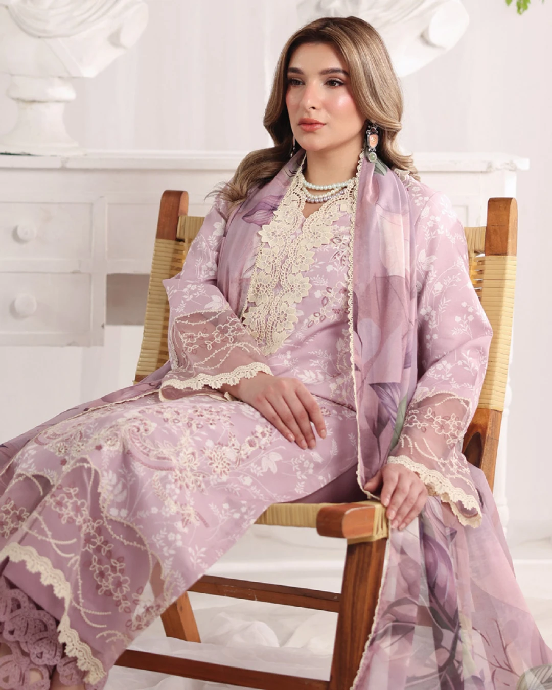 Isabella Lavender Lilac Luxury Embroidered Lawn Three-Piece Suit