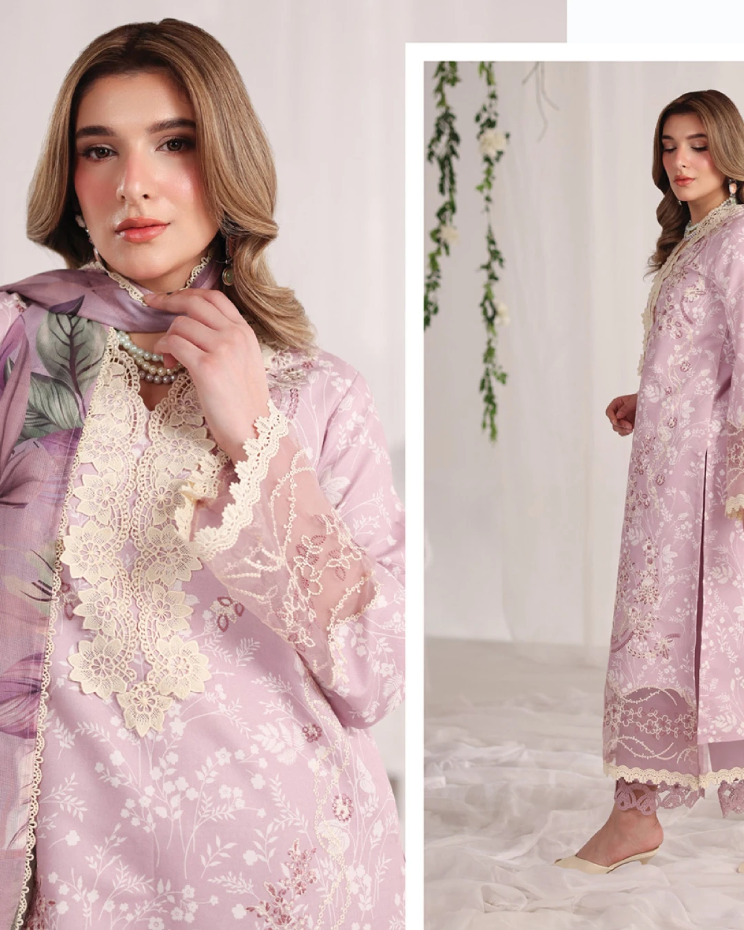 Isabella Lavender Lilac Luxury Embroidered Lawn Three-Piece Suit