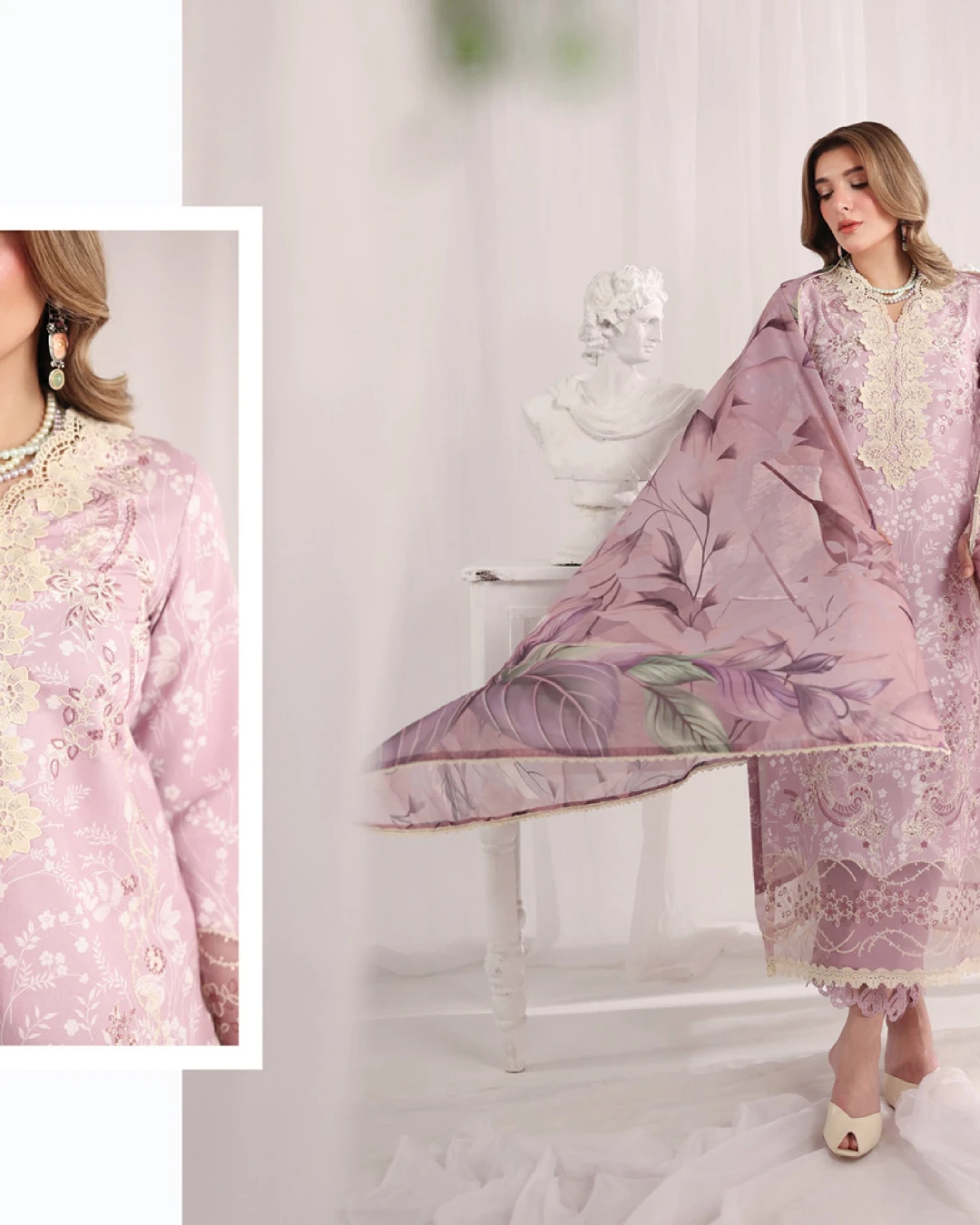 Isabella Lavender Lilac Luxury Embroidered Lawn Three-Piece Suit
