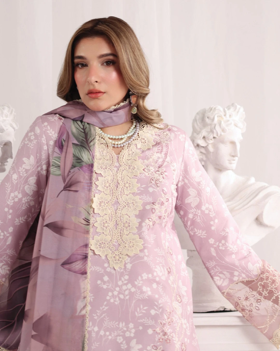 Isabella Lavender Lilac Luxury Embroidered Lawn Three-Piece Suit
