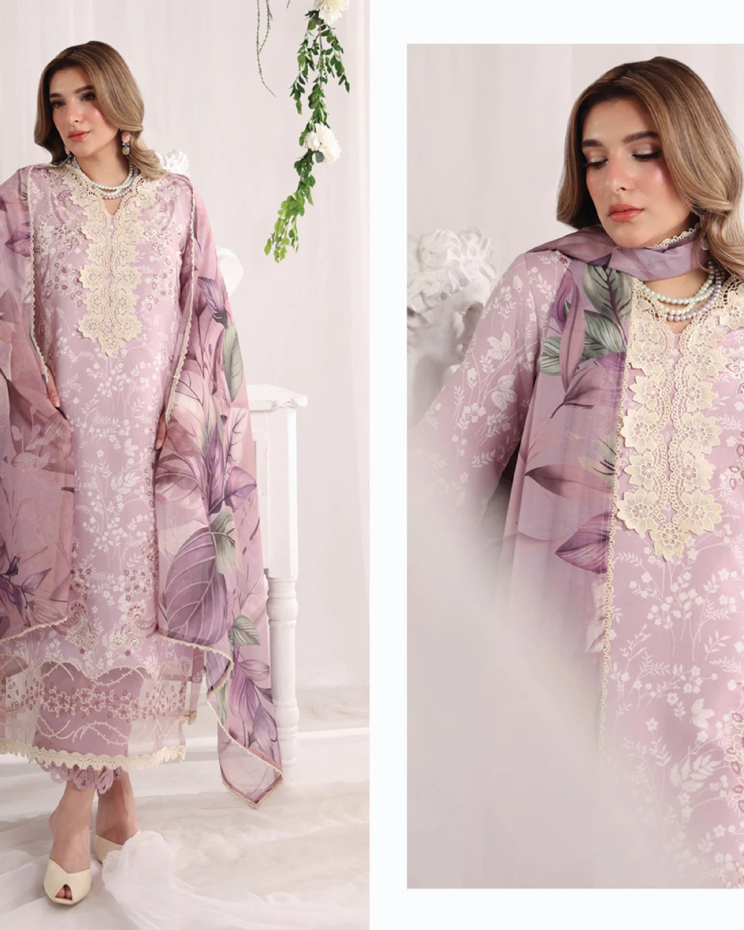 Isabella Lavender Lilac Luxury Embroidered Lawn Three-Piece Suit