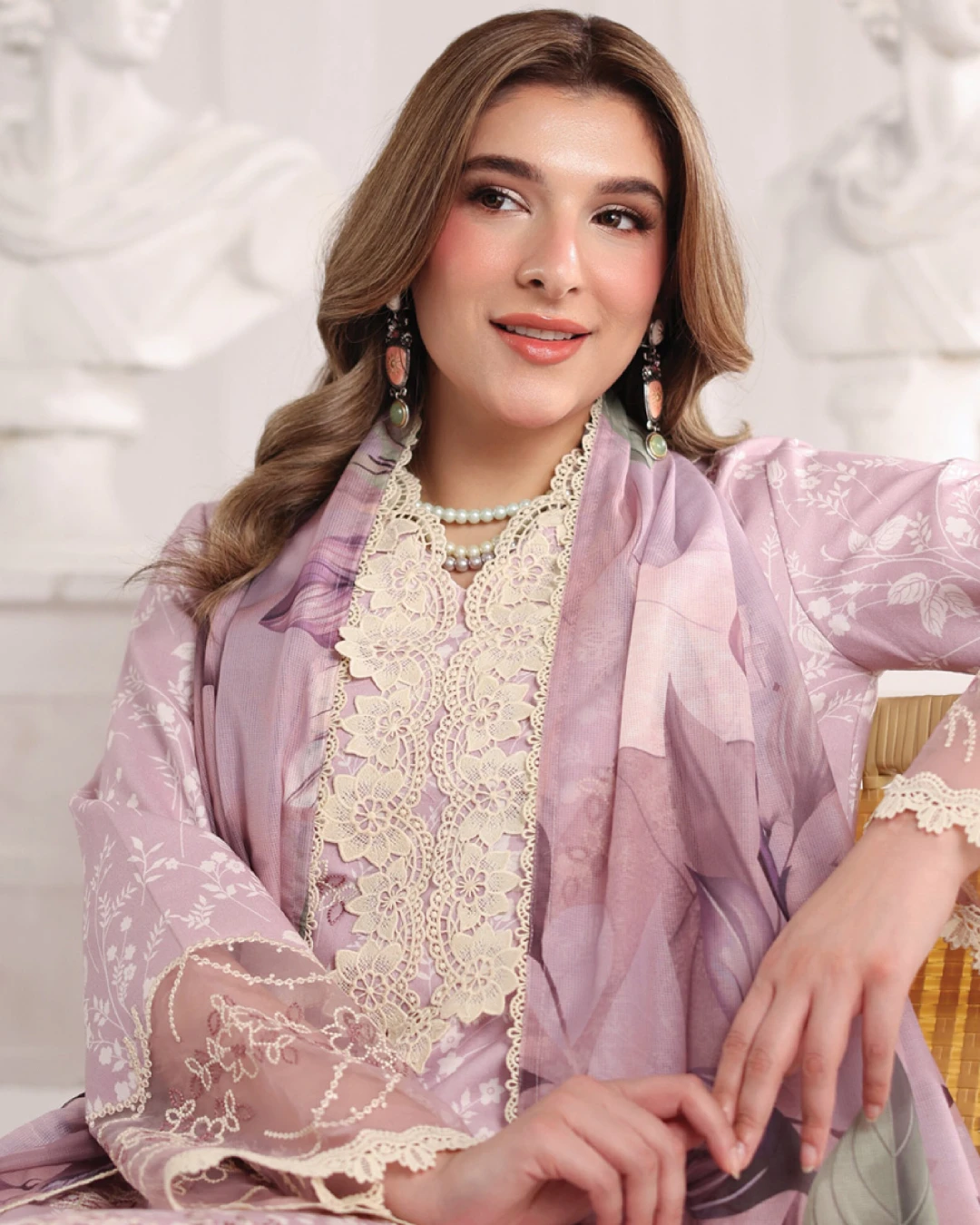 Isabella Lavender Lilac Luxury Embroidered Lawn Three-Piece Suit