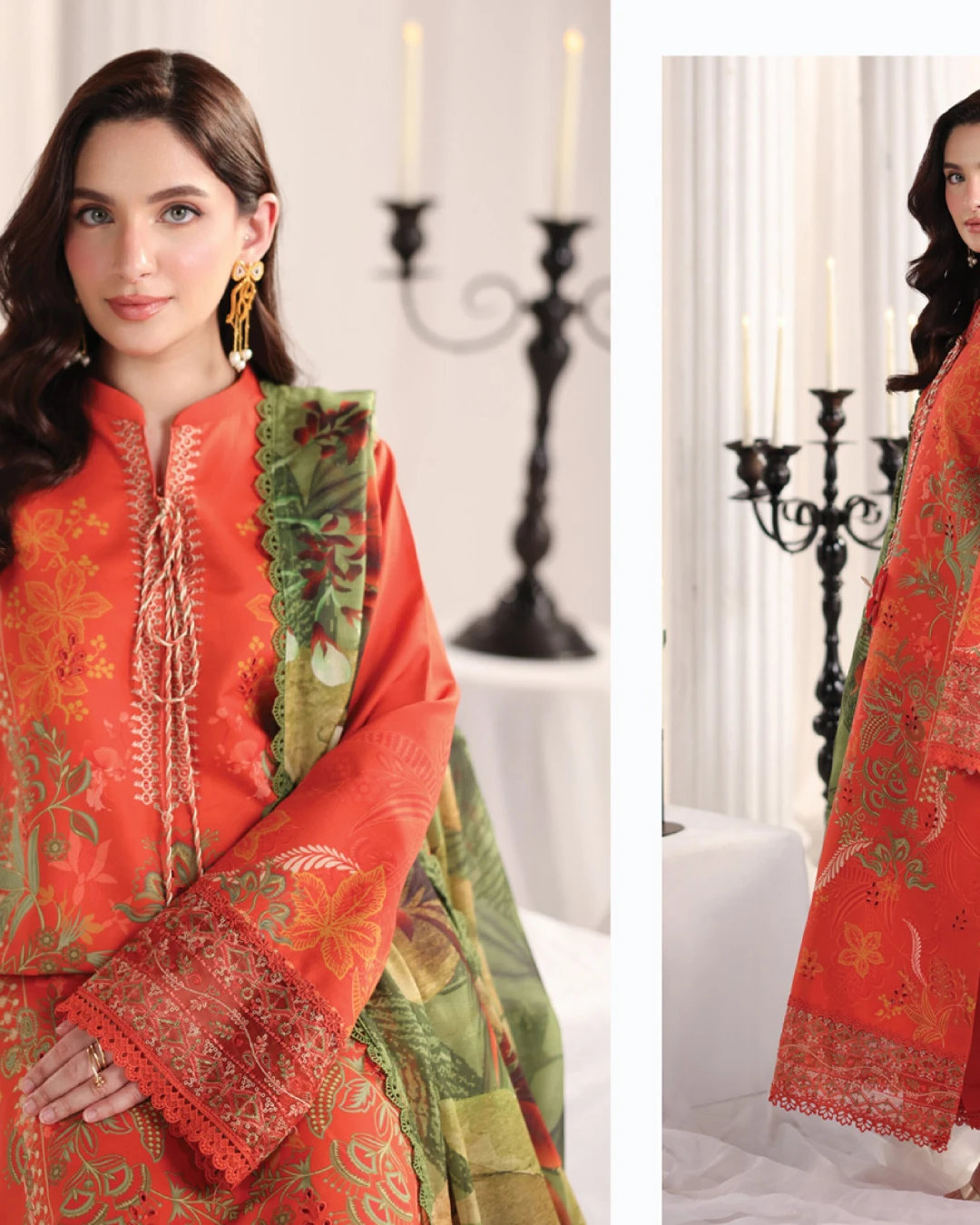 Seline Rust Terracotta Luxury Embroidered Lawn Three-Piece Suit