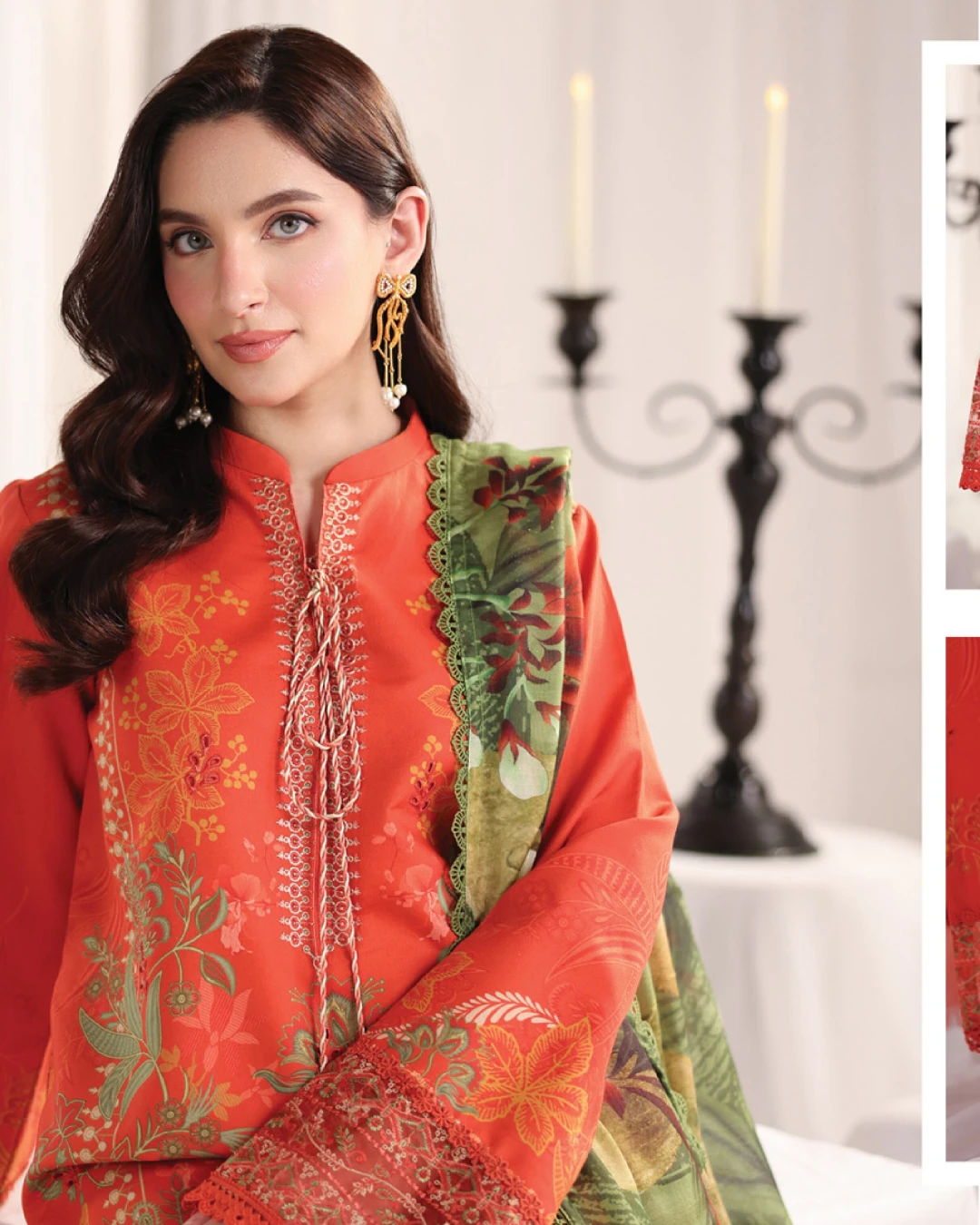 Seline Rust Terracotta Luxury Embroidered Lawn Three-Piece Suit
