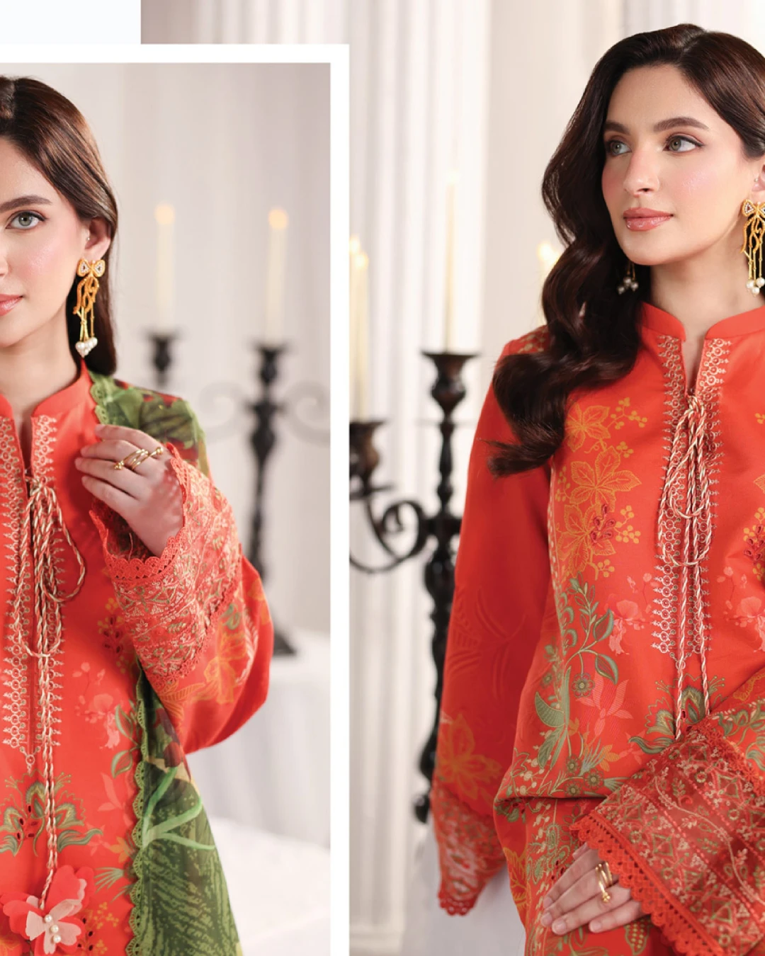 Seline Rust Terracotta Luxury Embroidered Lawn Three-Piece Suit