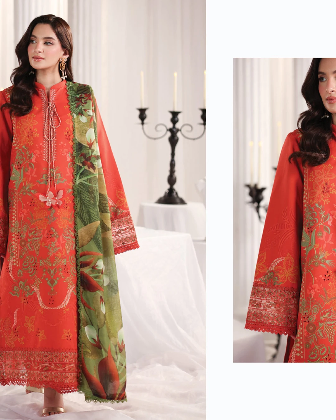 Seline Rust Terracotta Luxury Embroidered Lawn Three-Piece Suit