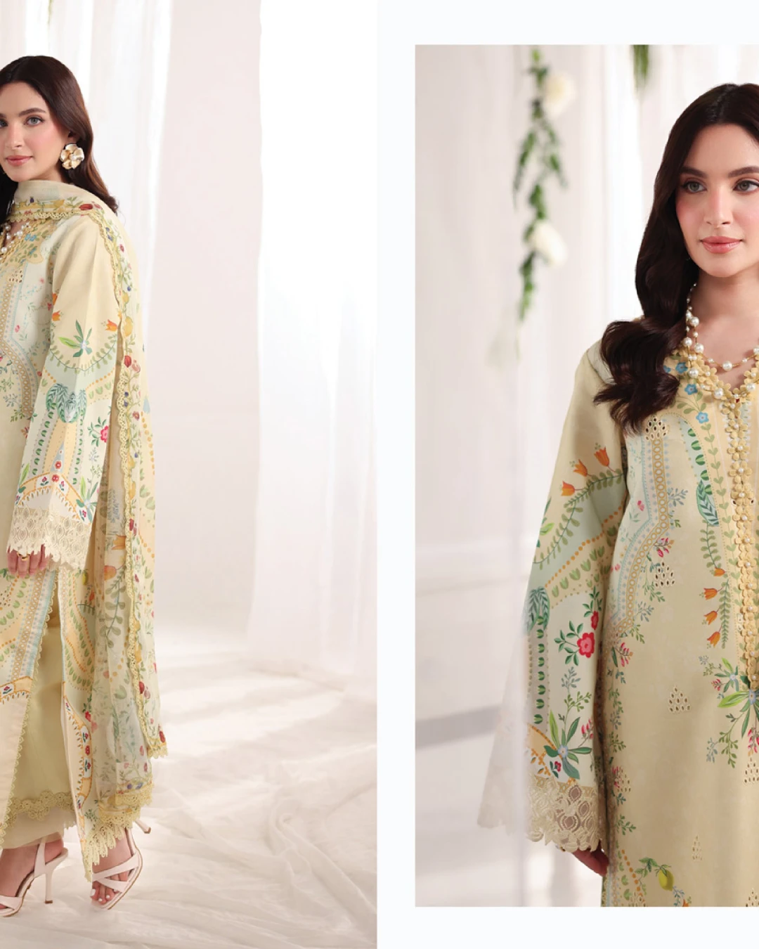 Georgia Soft Cream Luxury Embroidered Lawn Three-Piece Suit