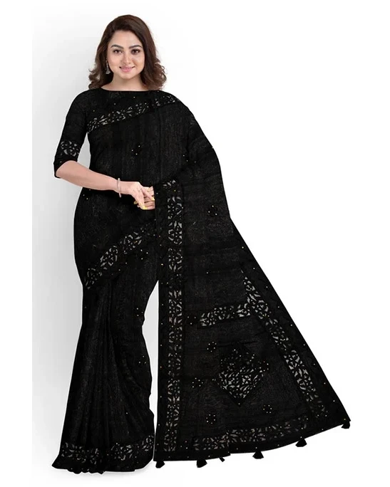 Women's Fashionable Half Silk Cut Work Saree