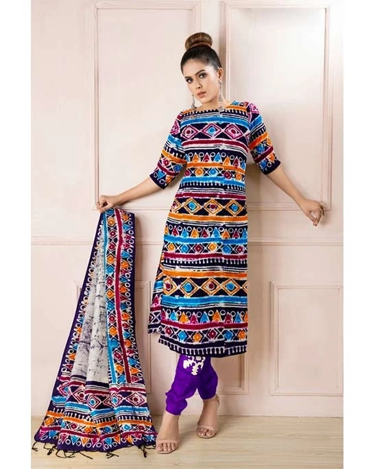 Women Cotton Salwar Kameez-Unstitched