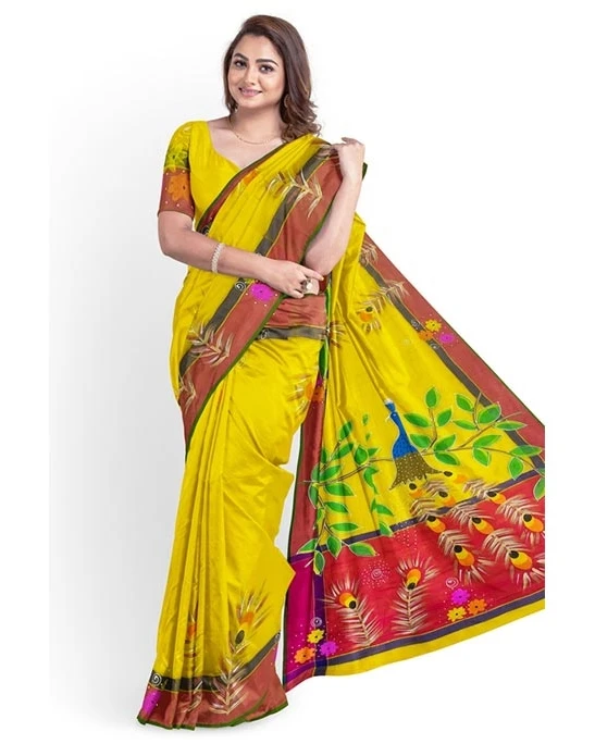 Women's Fashionable Half Silk Hand Paint Saree MT-2295