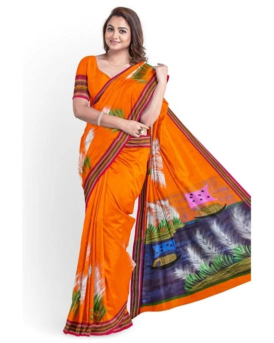 Women's Fashionable Half Silk Hand Paint Saree MT-2294