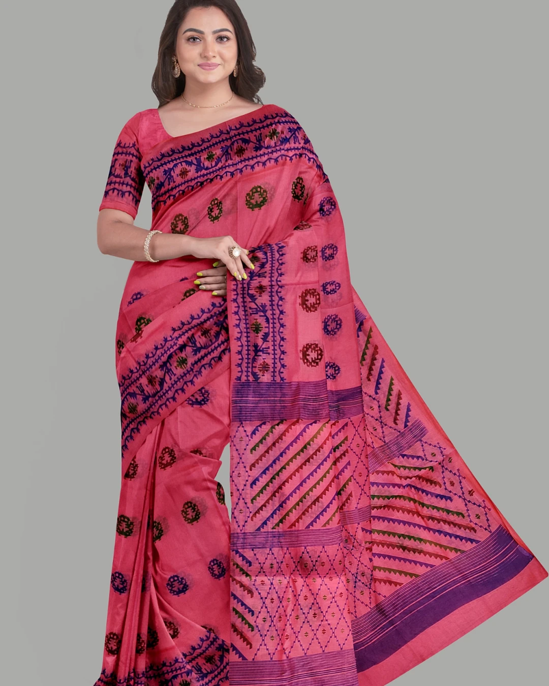 Half Silk Screen Print Saree (NY-14)