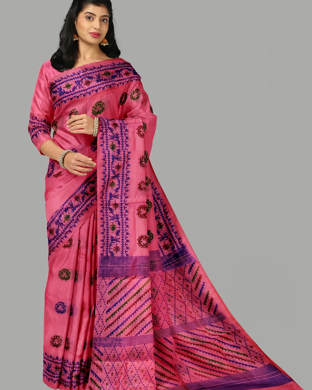 Half Silk Screen Print Saree (NY-14)