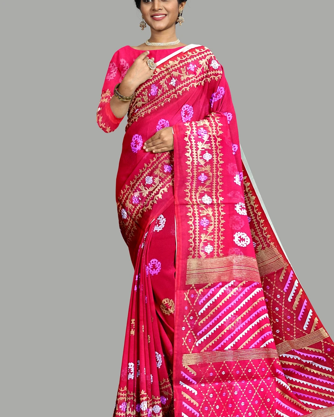 Half Silk Screen Print Saree (NY-13)