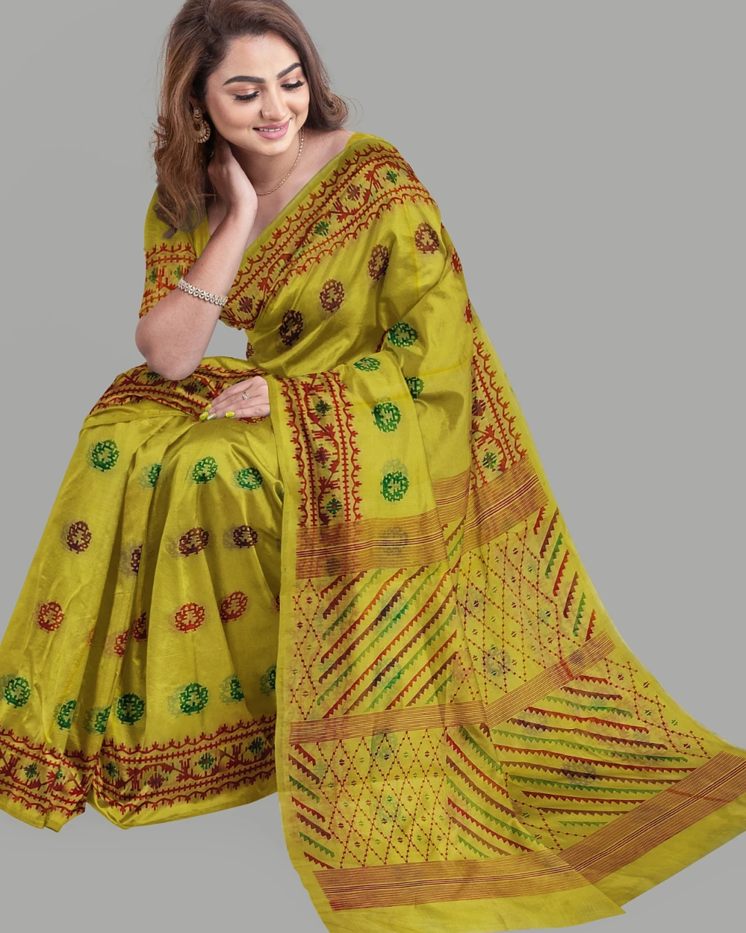 Half Silk Screen Print Saree (NY-12)