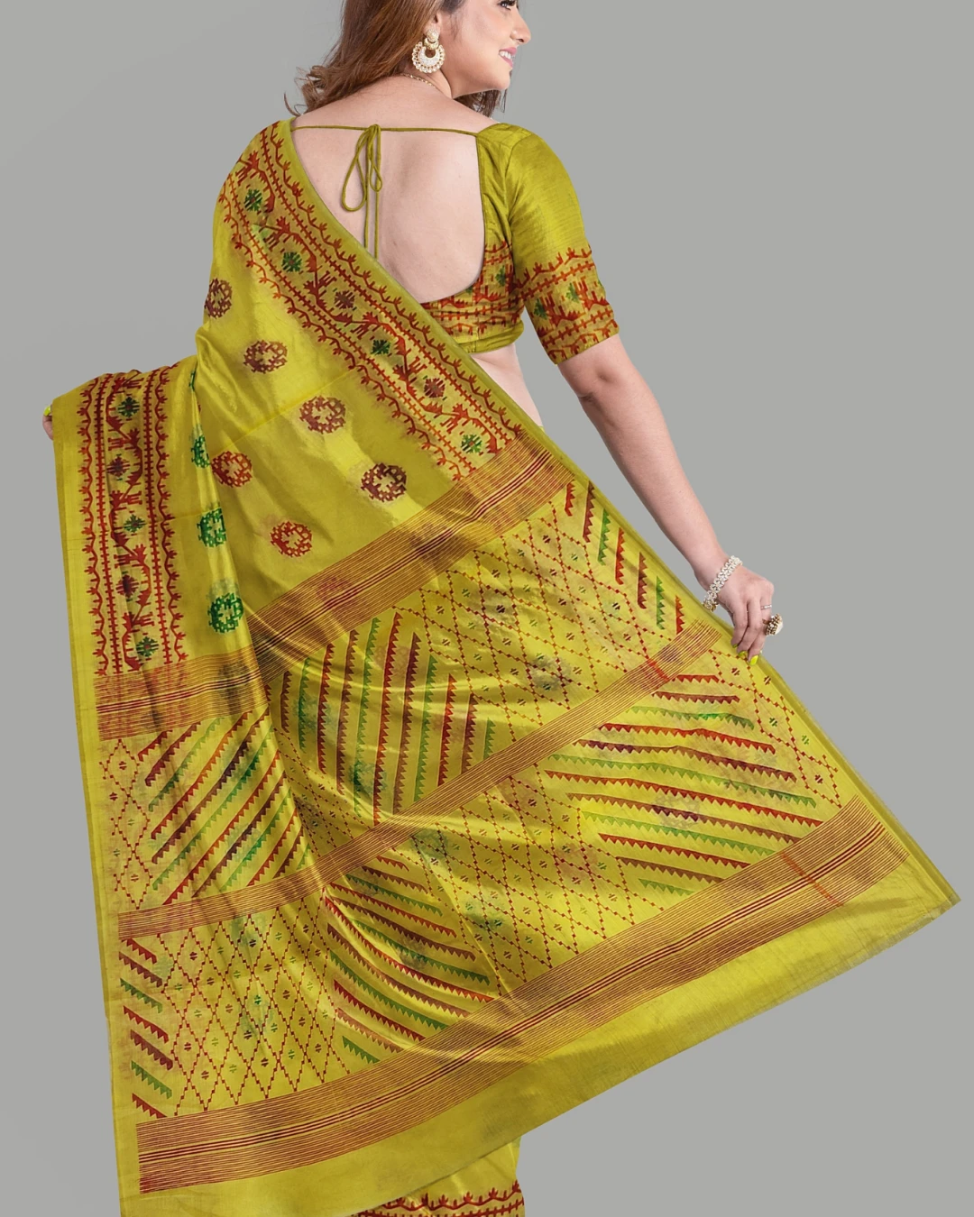 Half Silk Screen Print Saree (NY-12)