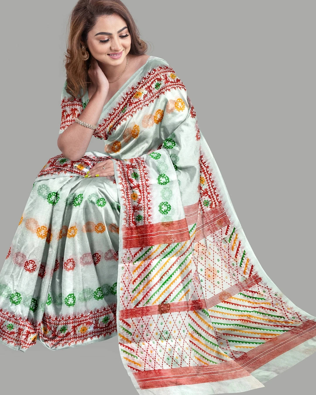 Half Silk Screen Print Saree (NY-11)