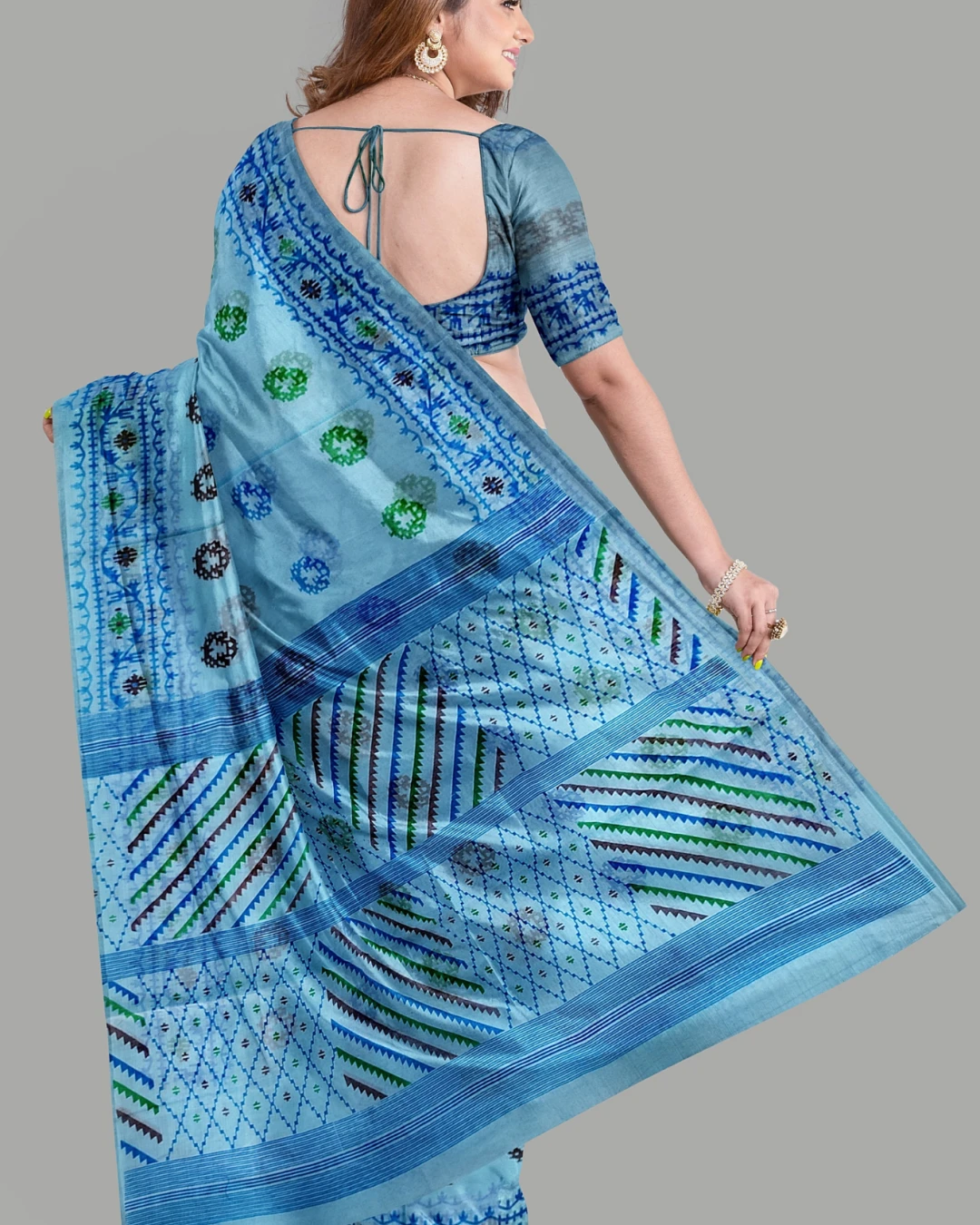 Half Silk Screen Print Saree (NY-10)