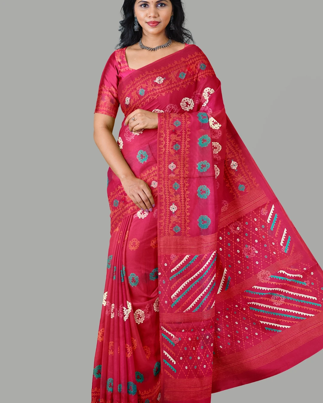 Half Silk Screen Print Saree (NY-08)