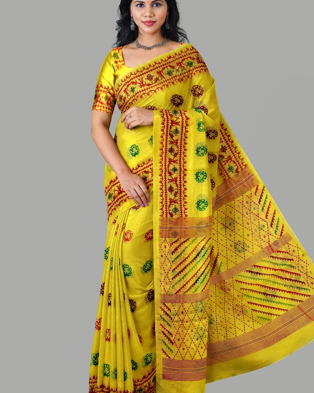 Half Silk Screen Print Saree (NY-07)