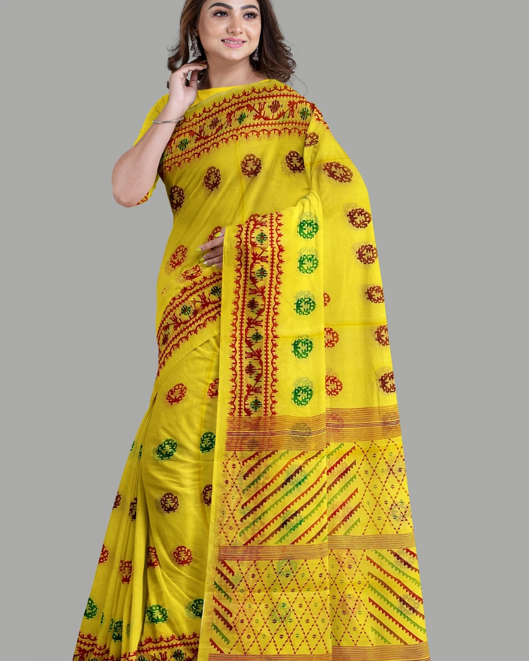 Half Silk Screen Print Saree (NY-07)