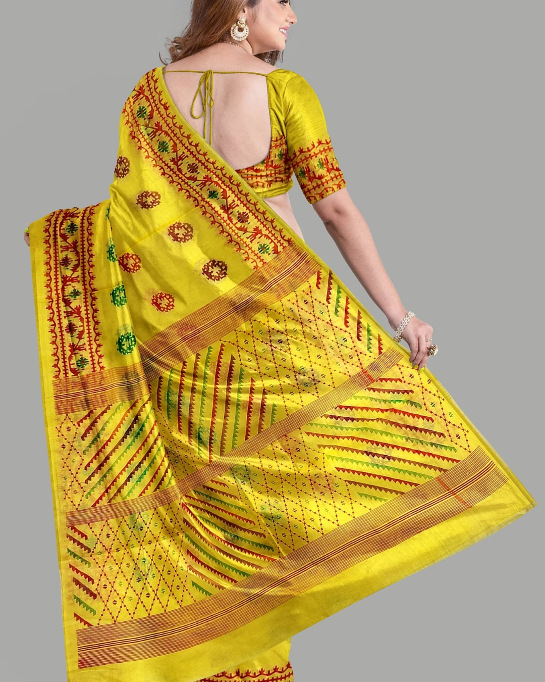 Half Silk Screen Print Saree (NY-07)