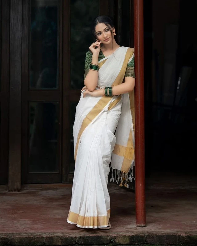 Minimalist Grace Plain Border Cotton Saree