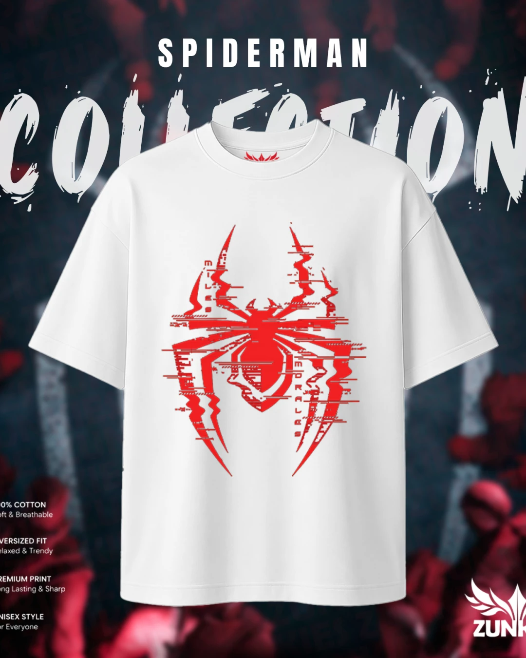 Miles Morales Red Glitch Spider Oversized Tee