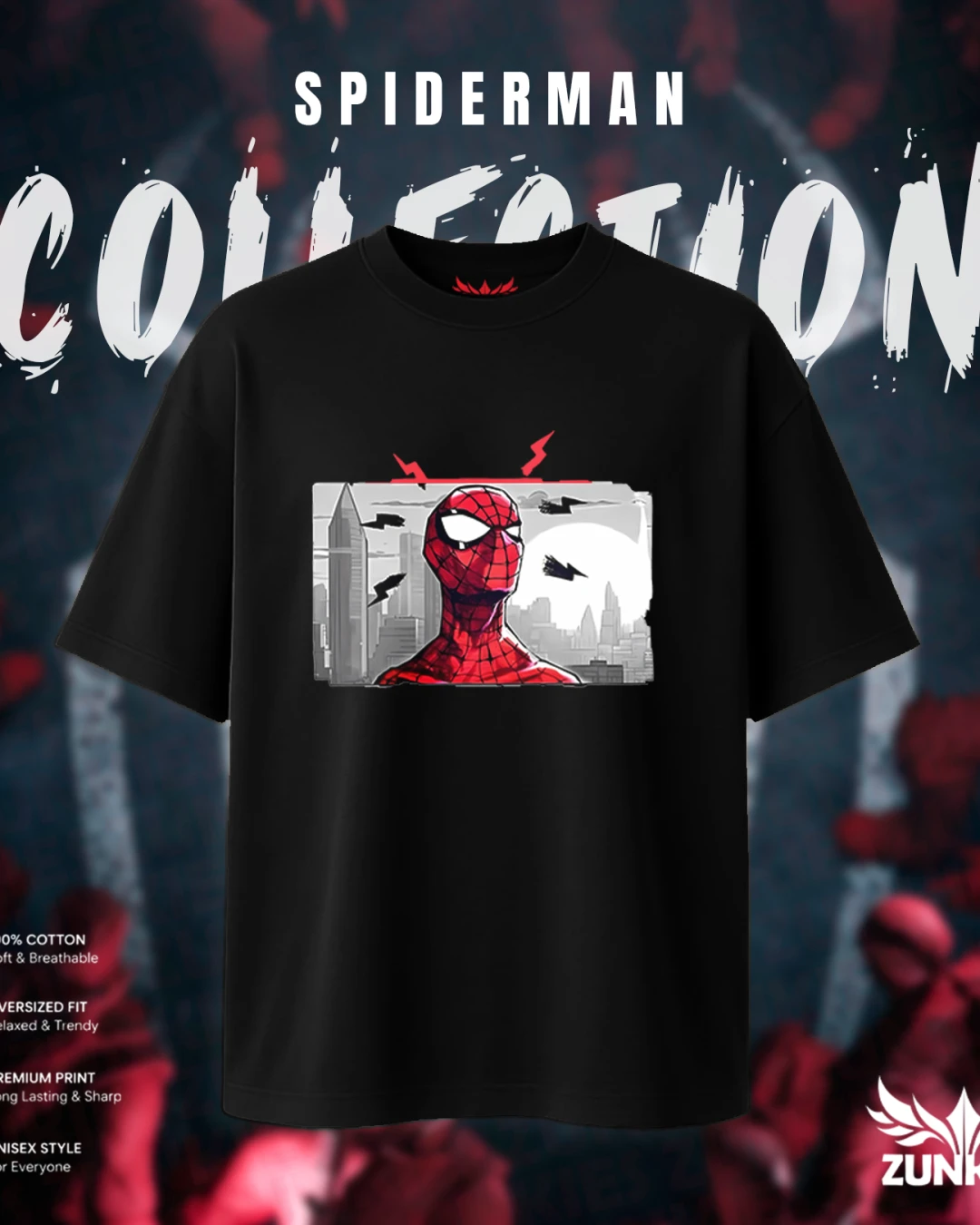 Spider-Man City Skyline Panel Oversized Tee